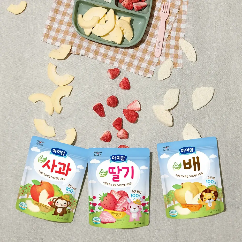 후디스 아이얌 동결건조 과일칩 3종(순딸기/순배/순사과)