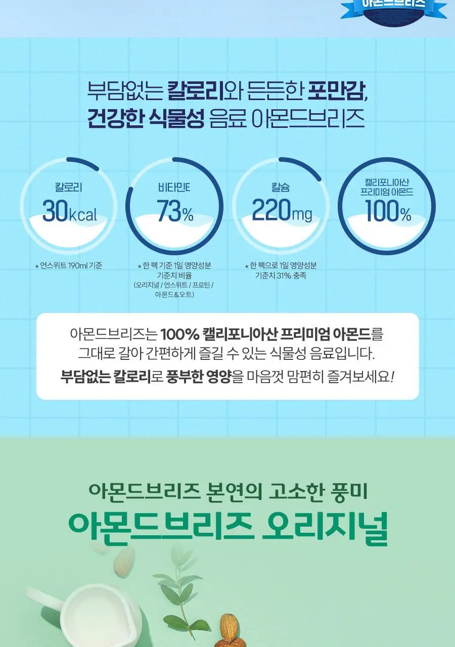 아몬드브리즈 950ml 3종 골라담기 택1(오리지널/언스위트/바리스타) 상세페이지 13