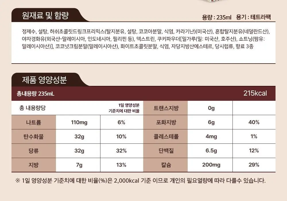 허쉬초콜릿드링크 오리지널 190ml 24팩 상세페이지 17
