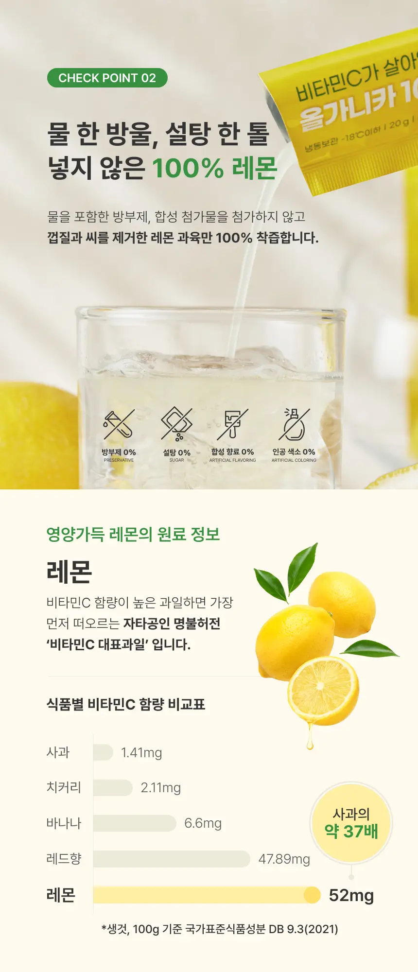 올가니카 100% 리얼 레몬즙 15포x4박스/총 60포 상세페이지 4