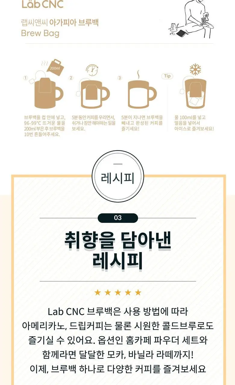 랩씨앤씨 서든리 커피 브루백 Brew Bag 6티백 상세페이지 13