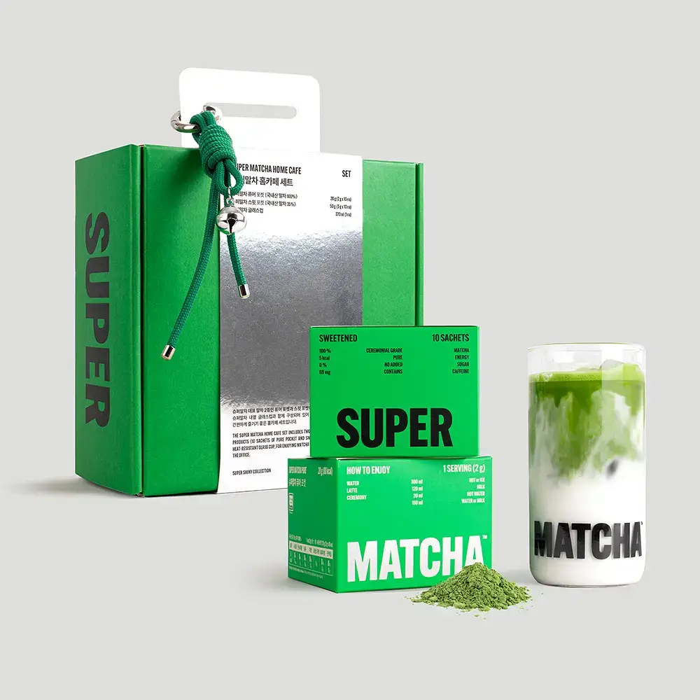 슈퍼말차 홈카페 세트 (퓨어 10ea + 스윗 10ea + 글래스컵)
