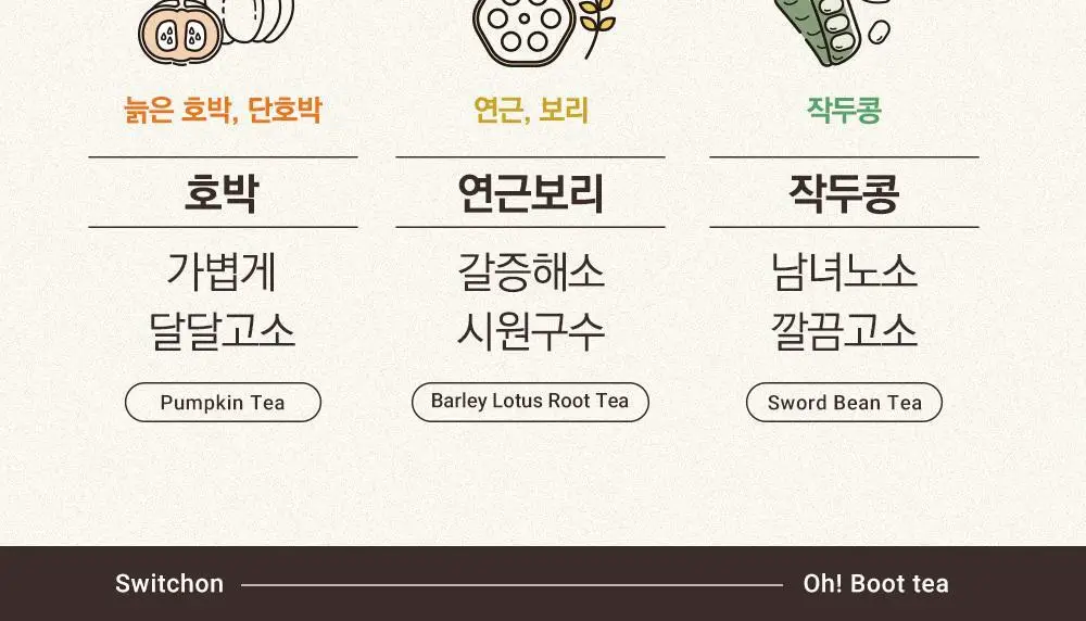 스위치온 오붓티 3종 택1(호박차/연근보리/작두콩) 상세페이지 2