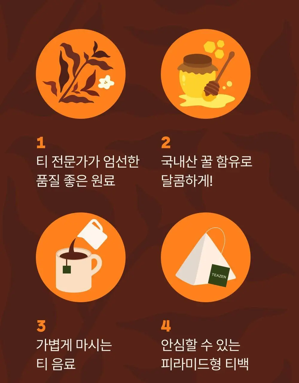티젠 프리미엄 티백 4종 (꿀홍차, 꿀애플티, 꿀캐모마일, 호박팥차) 15입 상세페이지 37