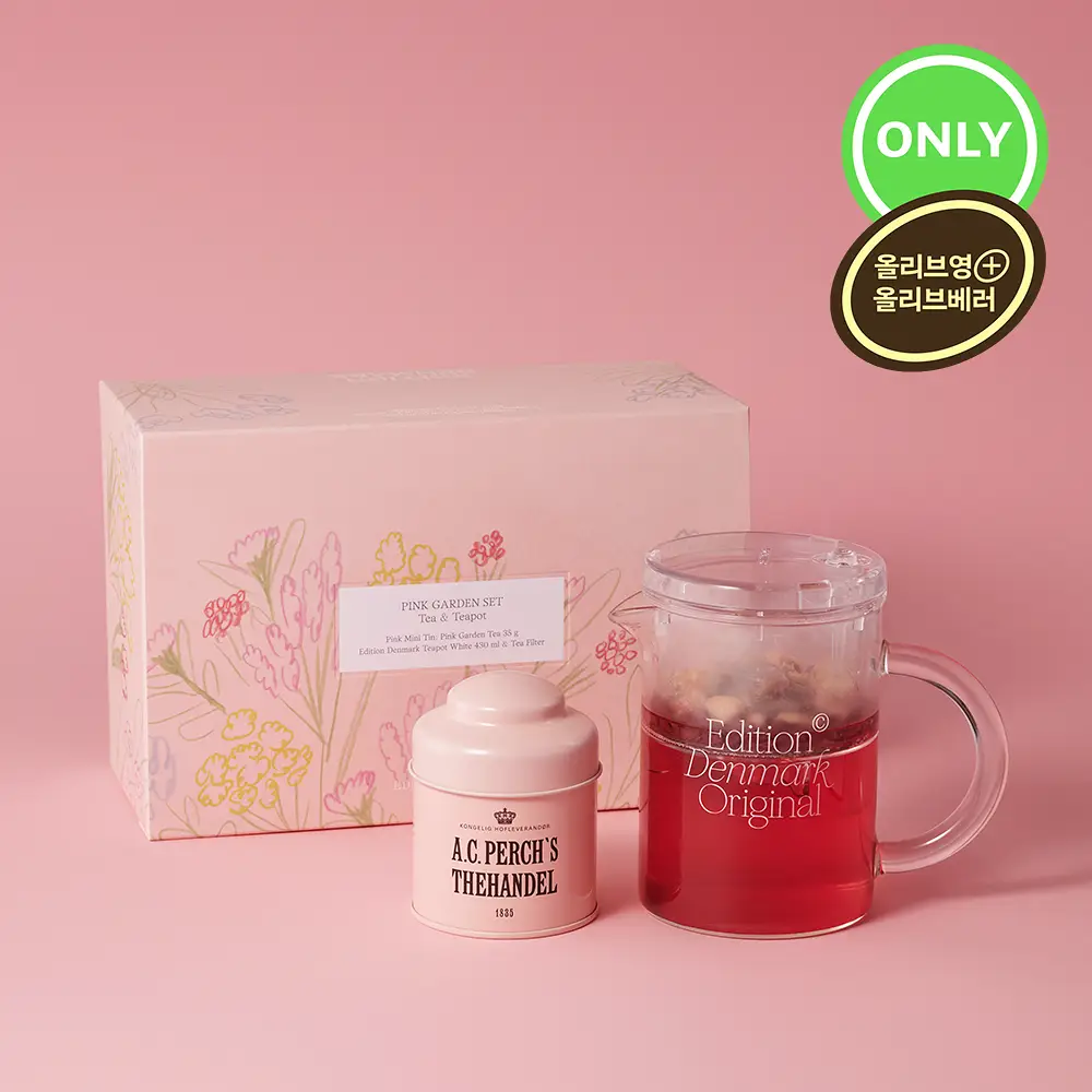 A.C. 퍼치스 티핸들 미니틴&티포트 기획세트 (핑크 가든 35g, 오리지널 티포트 화이트)
