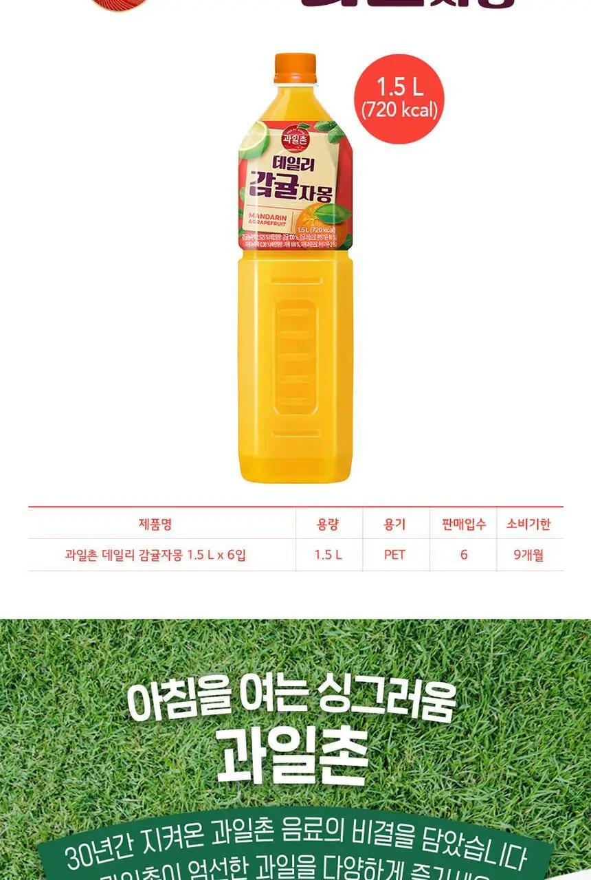 과일촌 데일리 감귤자몽1.5L 6입 상세페이지 3
