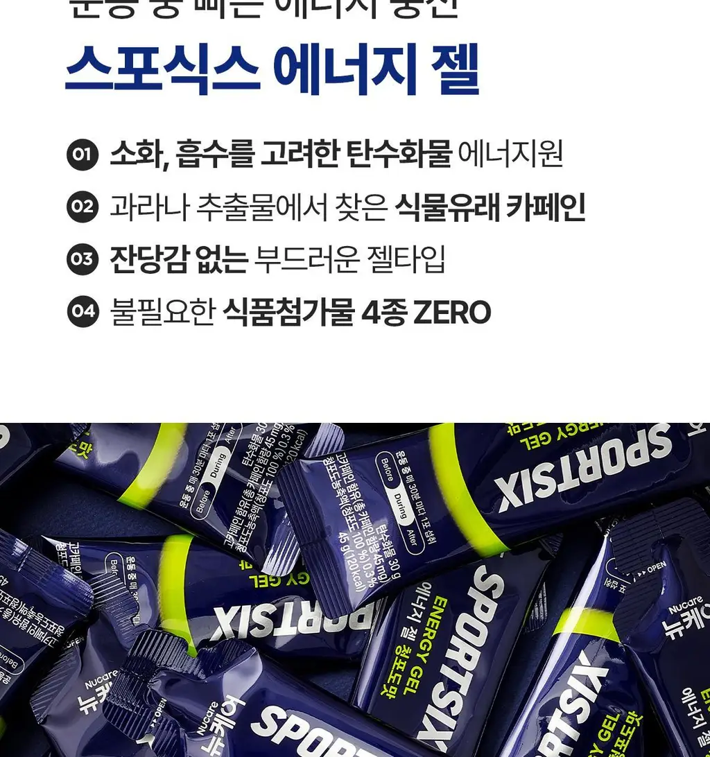 뉴케어 스포식스 에너지 젤 1포(45g) (청포도맛/복숭아맛 택1) 상세페이지 8