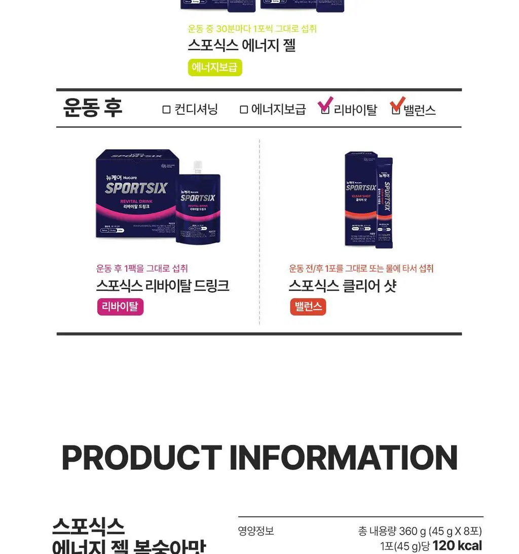 뉴케어 스포식스 에너지 젤 1포(45g) (청포도맛/복숭아맛 택1) 상세페이지 49