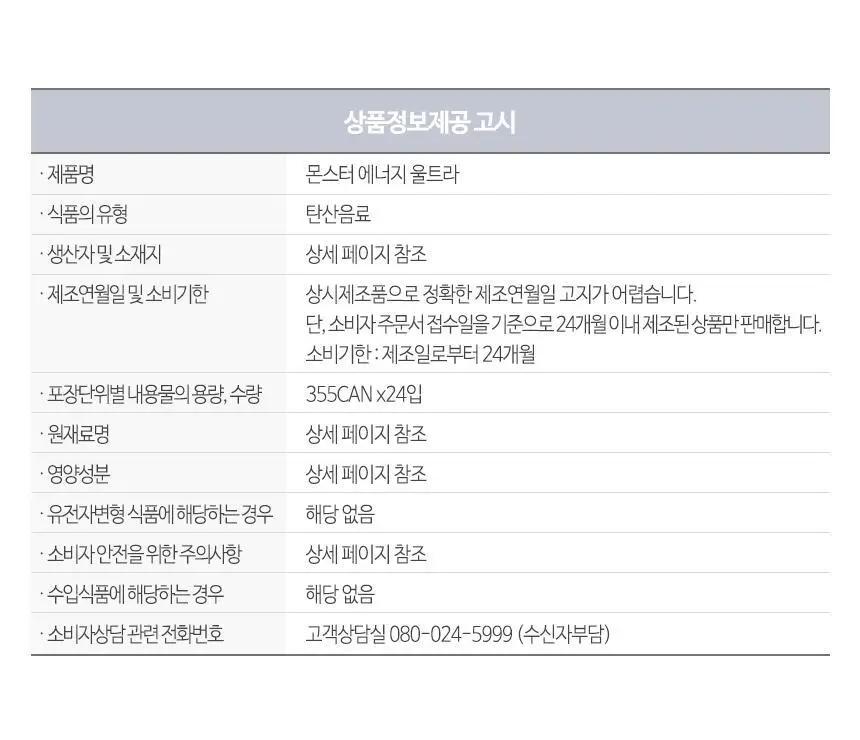 몬스터에너지 울트라 355ml 24입 + 망고로코 355ml 24입 상세페이지 4