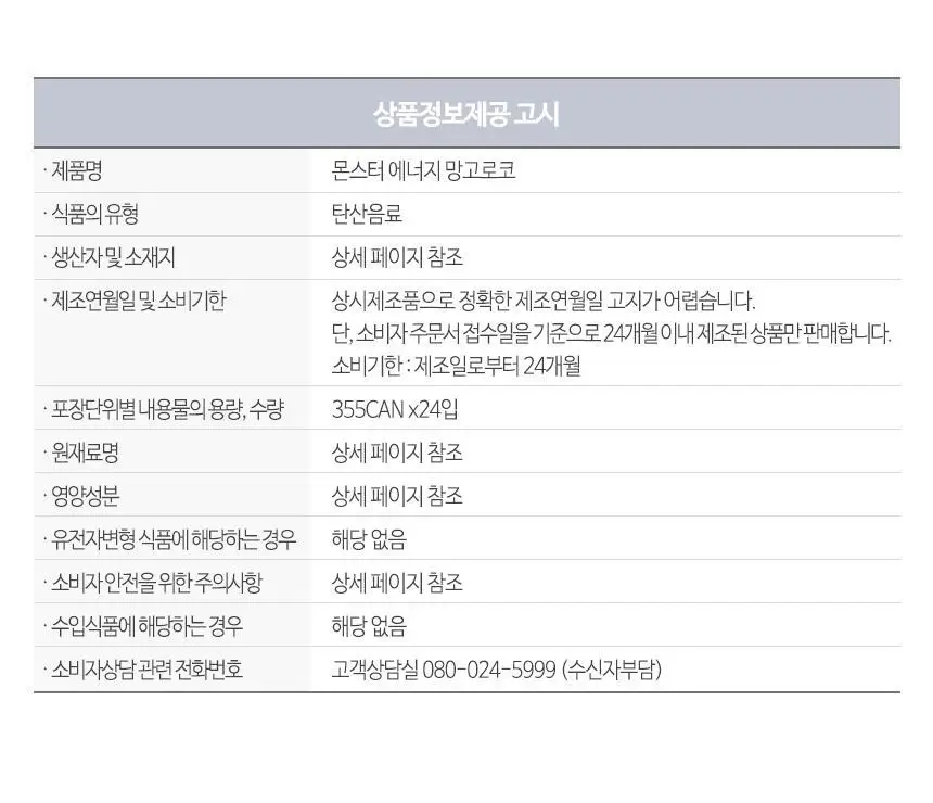 몬스터에너지 울트라 355ml 24입 + 망고로코 355ml 24입 상세페이지 7