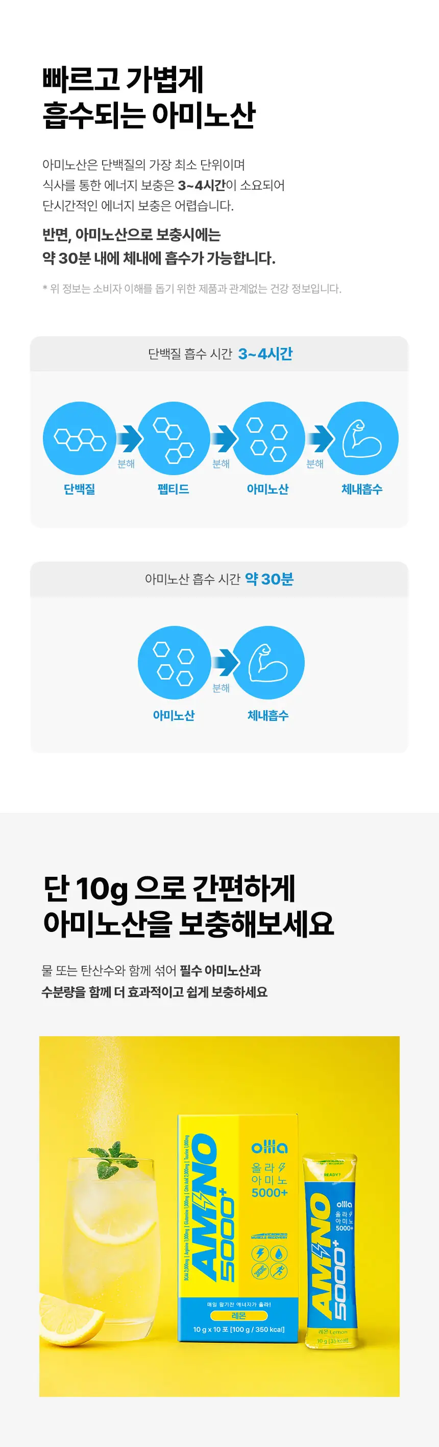 올라 아미노 5000 플러스 10g 믹스 10포 (레몬 5포 + 그린애플 5포) 상세페이지 5