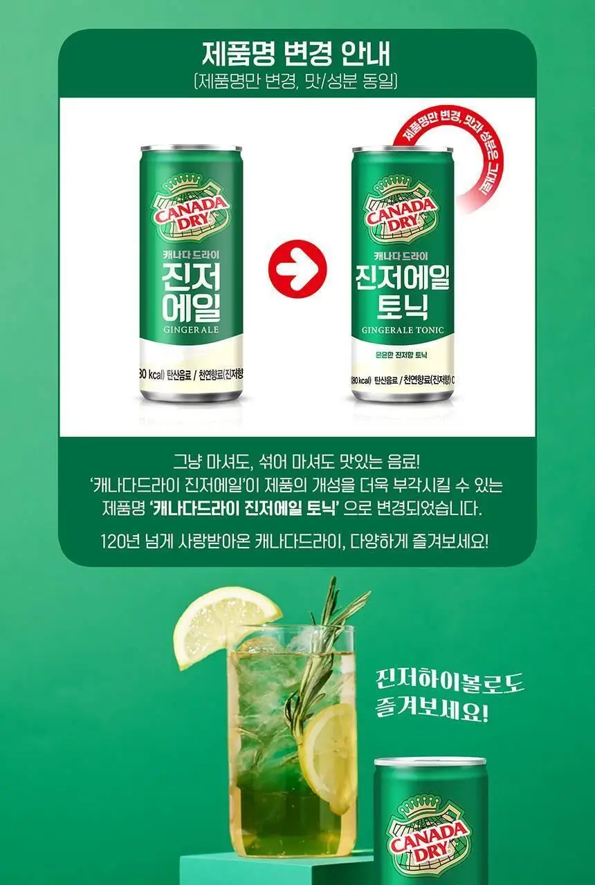 캐나다드라이 진저에일토닉 250ml 30캔 + 하이볼 잔 상세페이지 2