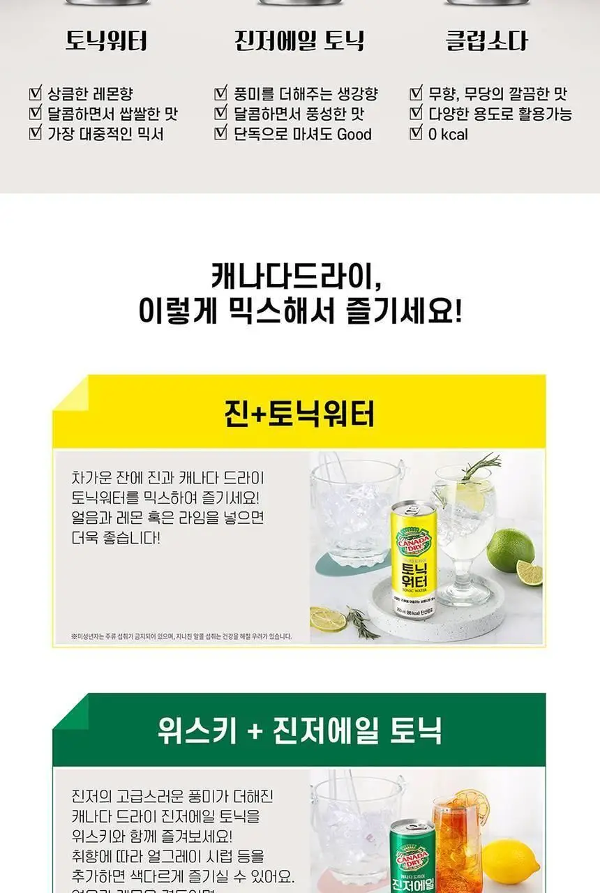 캐나다드라이 진저에일토닉 250ml 30캔 + 하이볼 잔 상세페이지 6