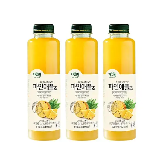 자연원 통째로 갈아만든 파인애플초 500ml x 3병