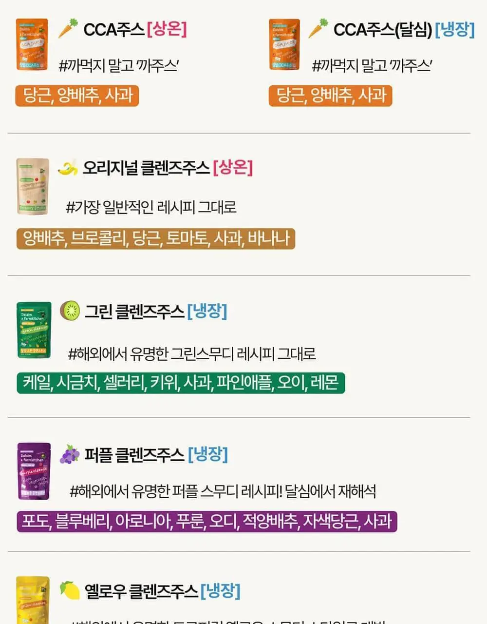달심 클렌즈 주스 100ml 30팩 3종 택1 (그린, 퍼플, 옐로우) 상세페이지 75