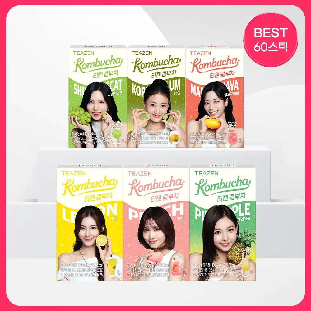 티젠 콤부차 베스트 10T 6박스 (레몬, 피치, 파인애플, 샤인머스켓, 망고구아바, 매실)