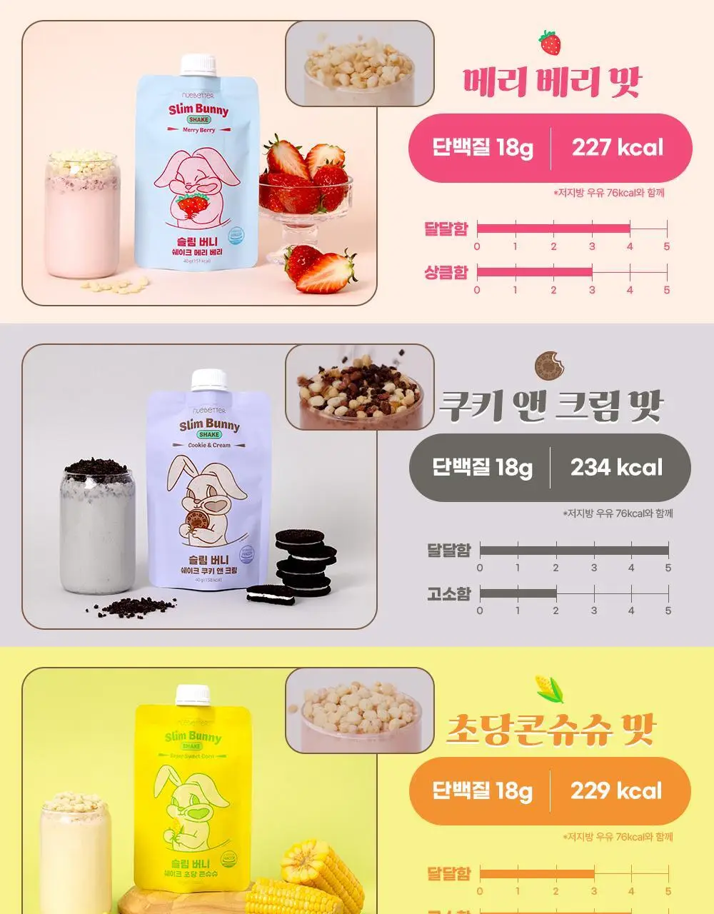 뉴베러 슬림 버니 쉐이크 40g*5 4종 중 택1 상세페이지 2