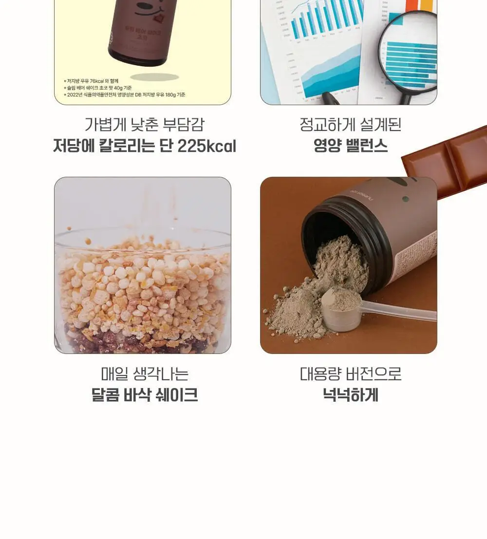 뉴베러 슬림 베어 쉐이크 초코 600g 상세페이지 7