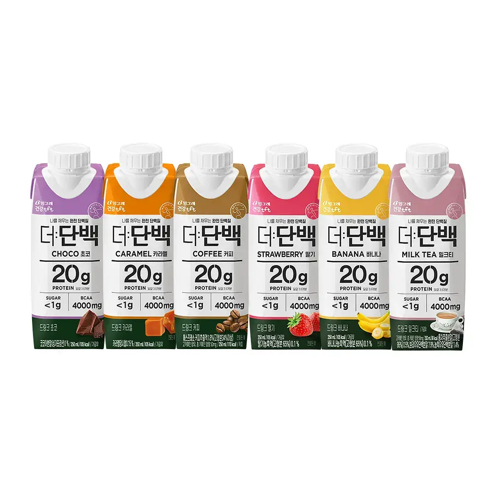 빙그레 더단백 드링크 250ml 18개입 6종 택1(초코,카라멜,커피,딸기,바나나,밀크티)