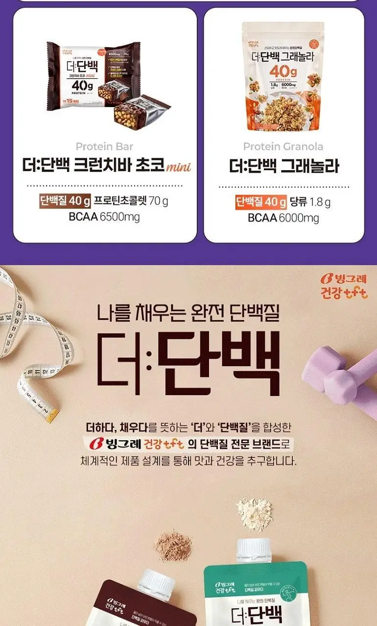 빙그레 더단백 파우치 1ea 2종 택1(초코,곡물) 상세페이지 3