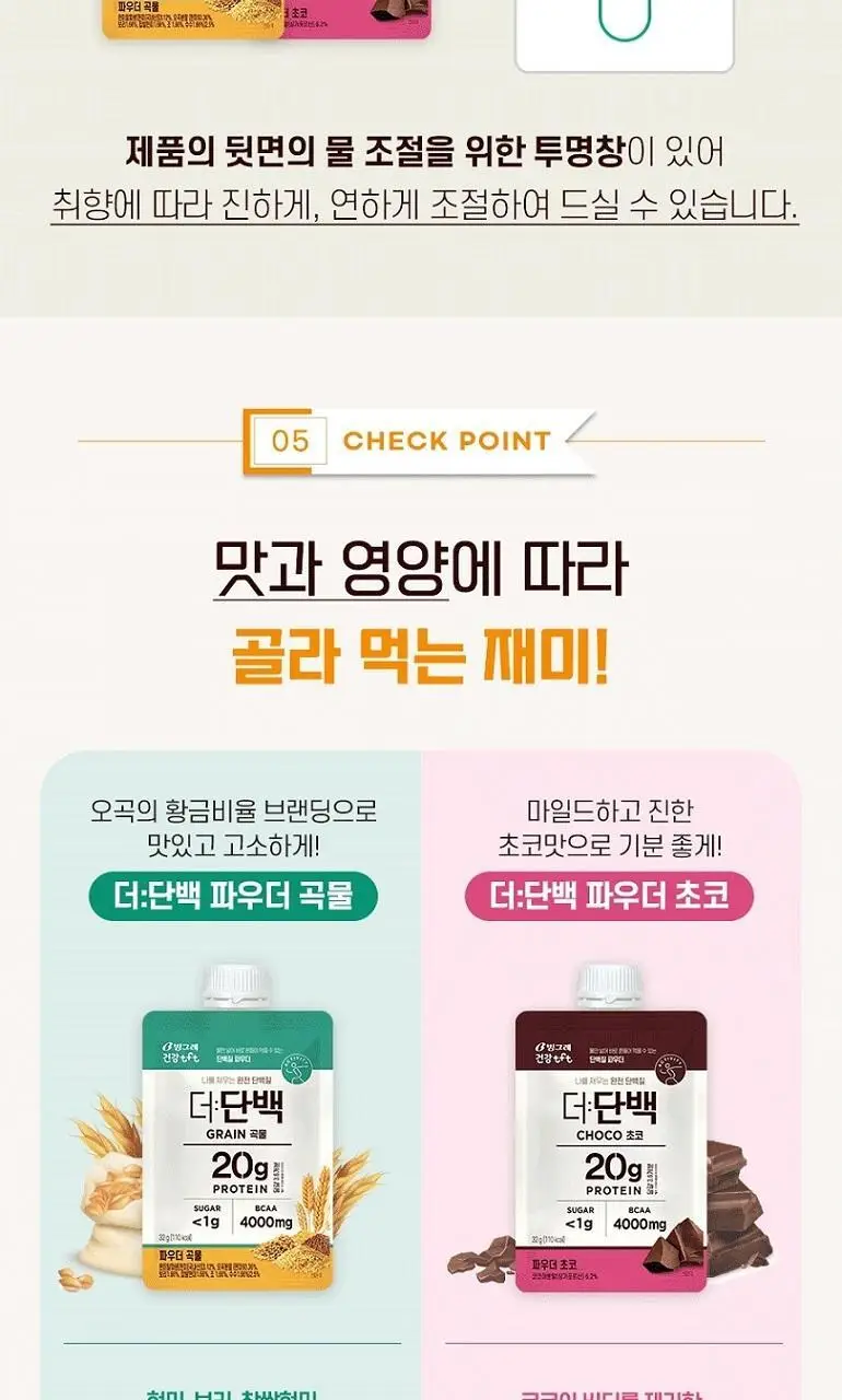 빙그레 더단백 파우치 1ea 2종 택1(초코,곡물) 상세페이지 12