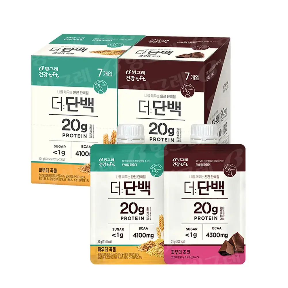 빙그레 더단백 파우치 7개입 2종 택1(곡물, 초코)