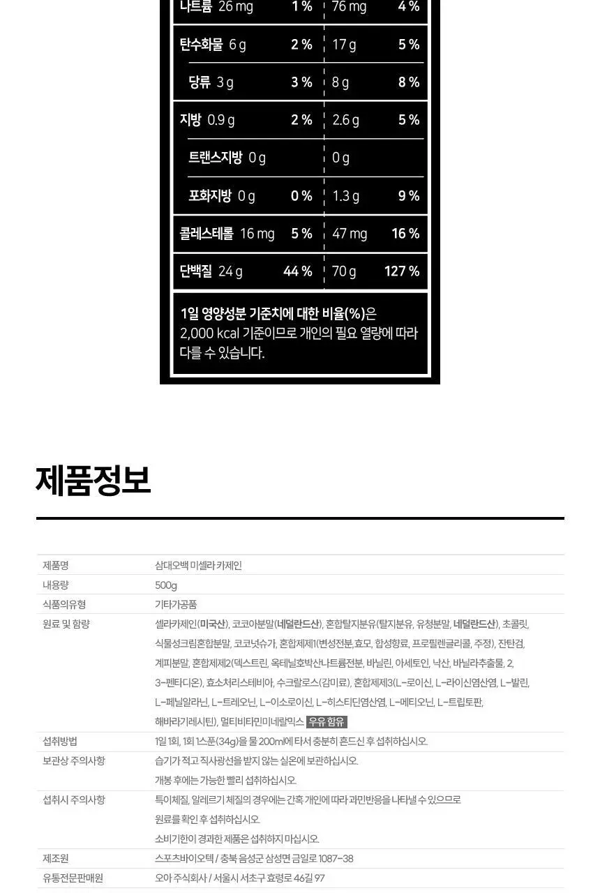 삼대오백 미셀라 카제인 프로틴 500g (약 15회분) 상세페이지 8