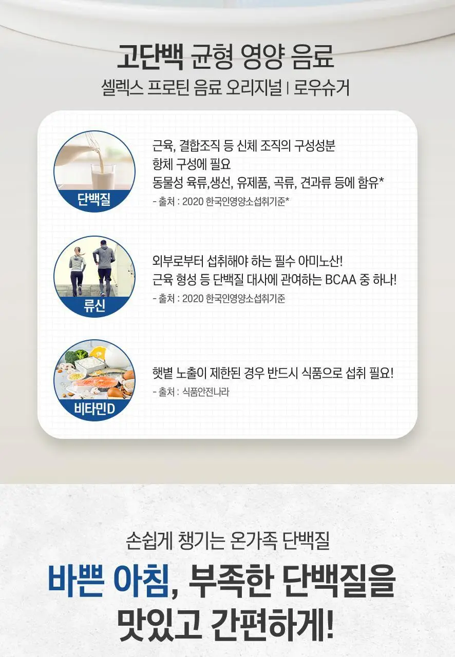 셀렉스 프로틴 음료 125ml 1박스 24팩 (오리지널/로우슈거 택1) 상세페이지 3