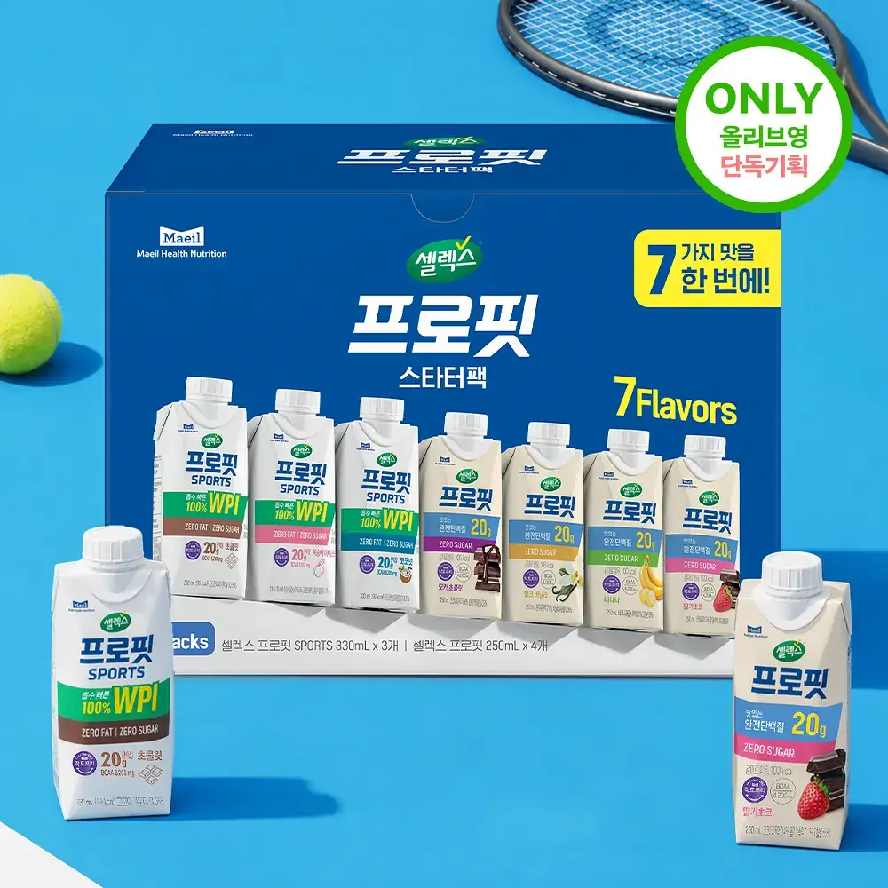 셀렉스 프로핏 스타터팩 (웨이프로틴 330ml 3종+완전단백질 250ml 4종)