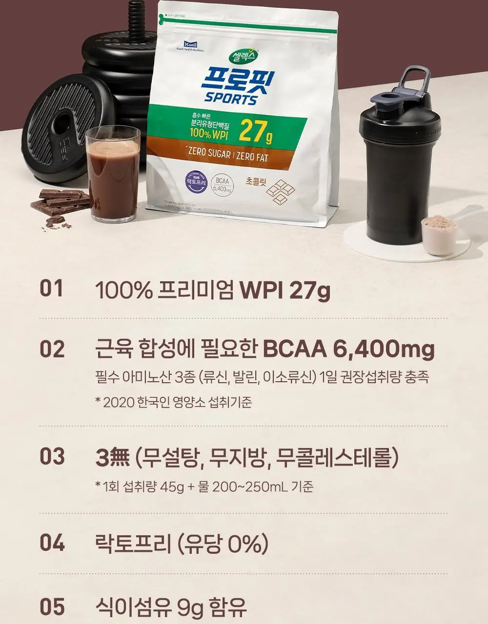 셀렉스 프로핏 초콜릿 파우더 2kg (전용 스푼 포함) /100% WPI 상세페이지 3