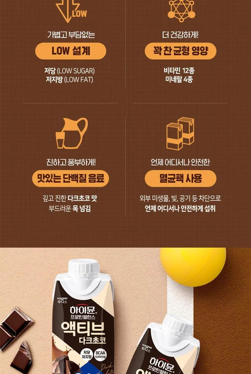 하이뮨 프로틴 밸런스 액티브 다크초코 (330ml*12입) 1박스/2박스 상세페이지 5