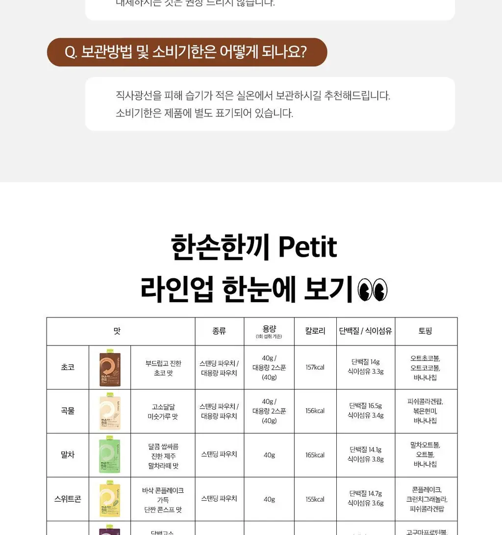 한손한끼 Petit 단백질쉐이크 대용량 490g 4종 택1 (초코/피스타치오초코/딸기/곡물) 상세페이지 35