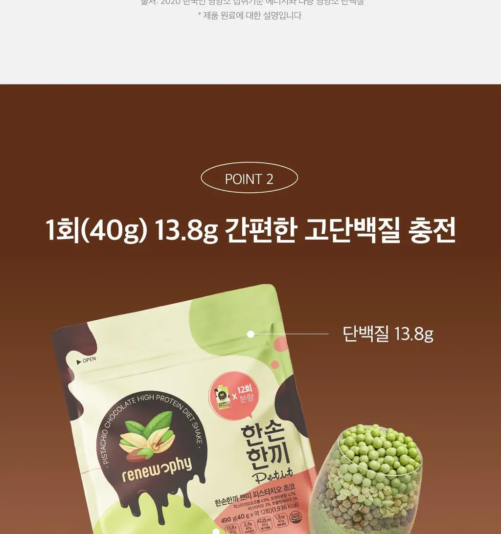 한손한끼 Petit 단백질쉐이크 대용량 490g 4종 택1 (초코/피스타치오초코/딸기/곡물) 상세페이지 51