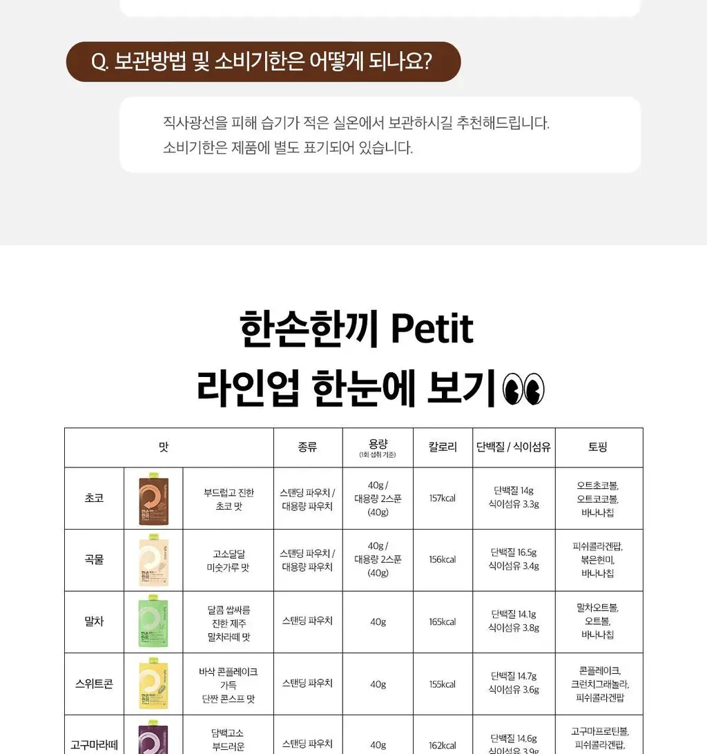 한손한끼 Petit 단백질쉐이크 대용량 490g 4종 택1 (초코/피스타치오초코/딸기/곡물) 상세페이지 64