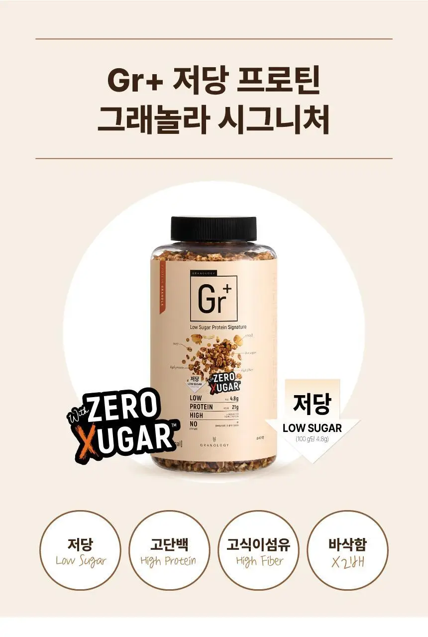 그라놀로지 Gr+ 저당 프로틴 그래놀라 시그니처 340g 상세페이지 2