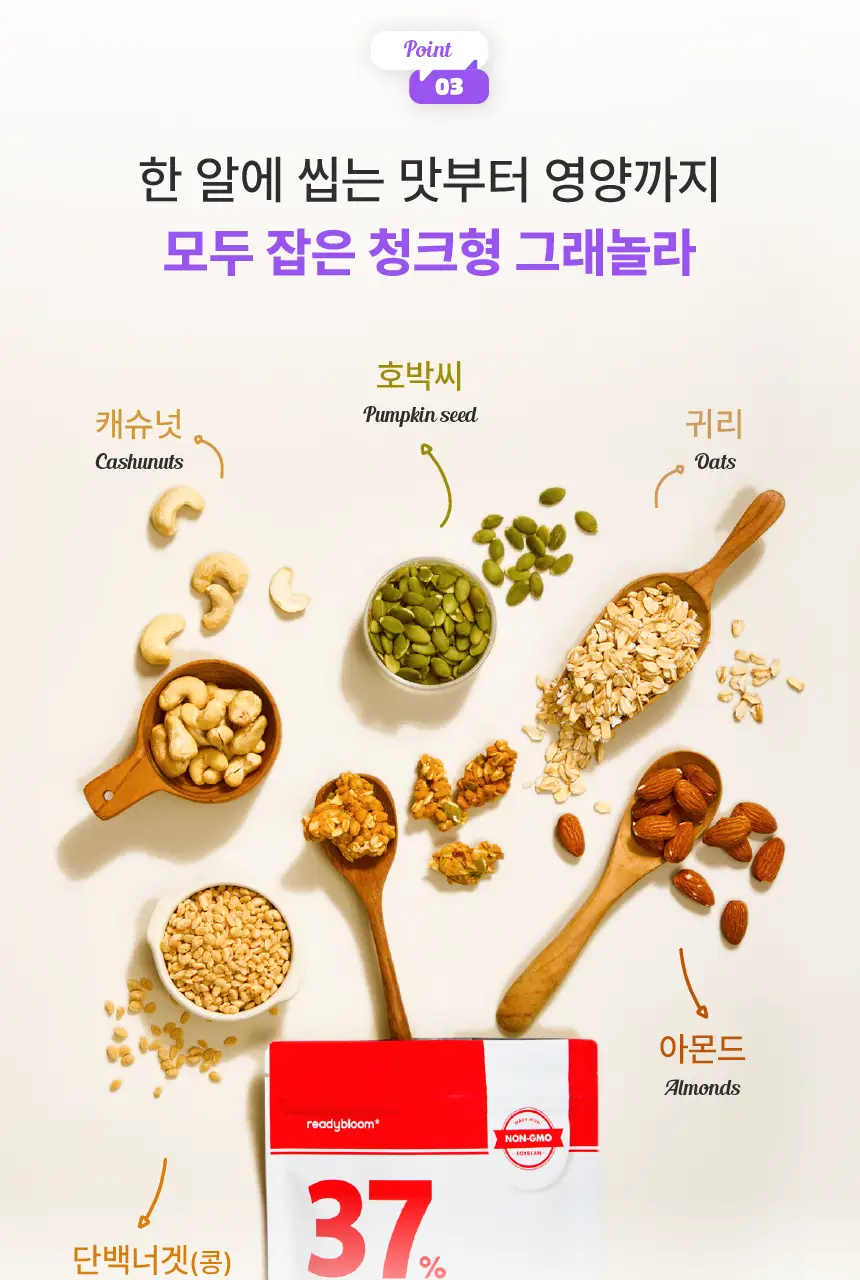 레디블룸 프로틴 그래놀라 160g 3종 택1 상세페이지 13
