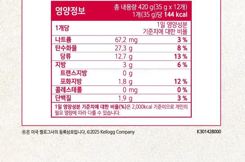 켈로그 에너지바K 35g 레드베리 상세페이지 5