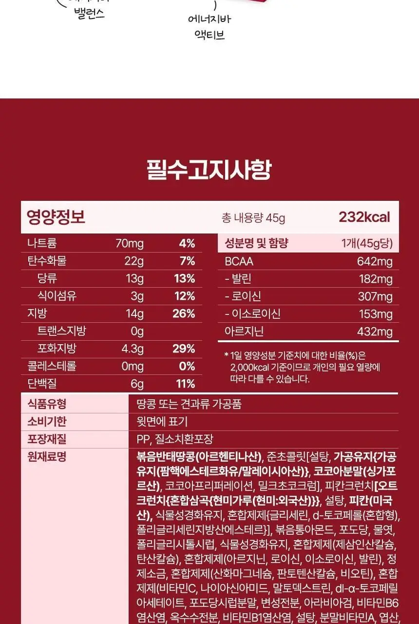 포스트 에너지바 액티브 45g 상세페이지 9
