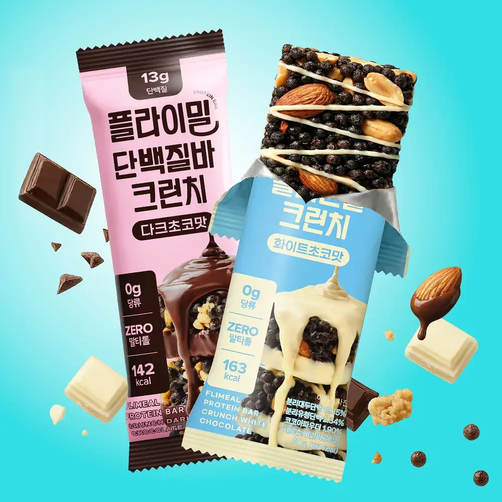 플라이밀 단백질 바 크런치 40g 다크초코 / 화이트초코 2종