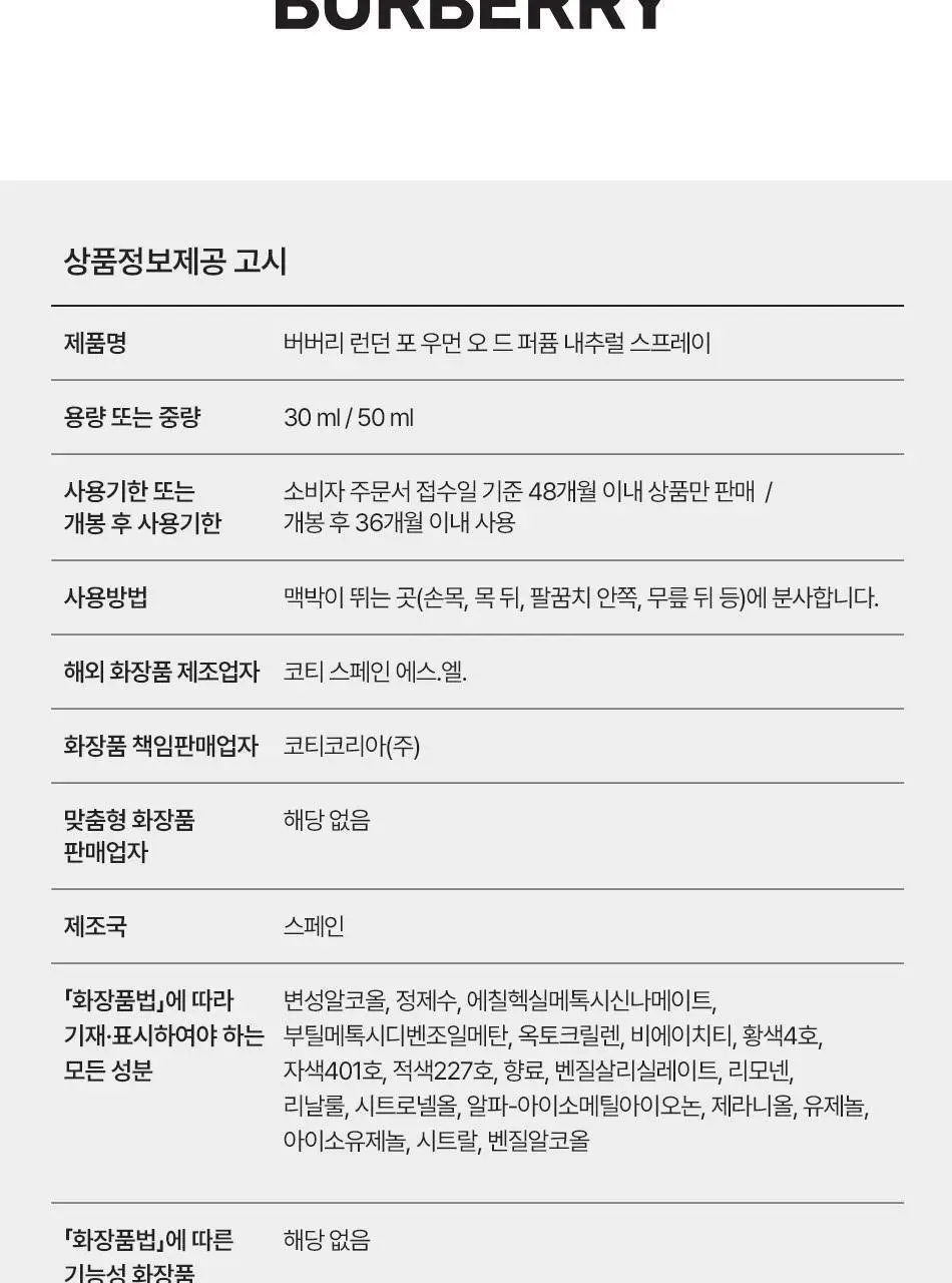 버버리 브릿 포 힘 EDT/런던 포 우먼 EDP 택1 상세페이지 16