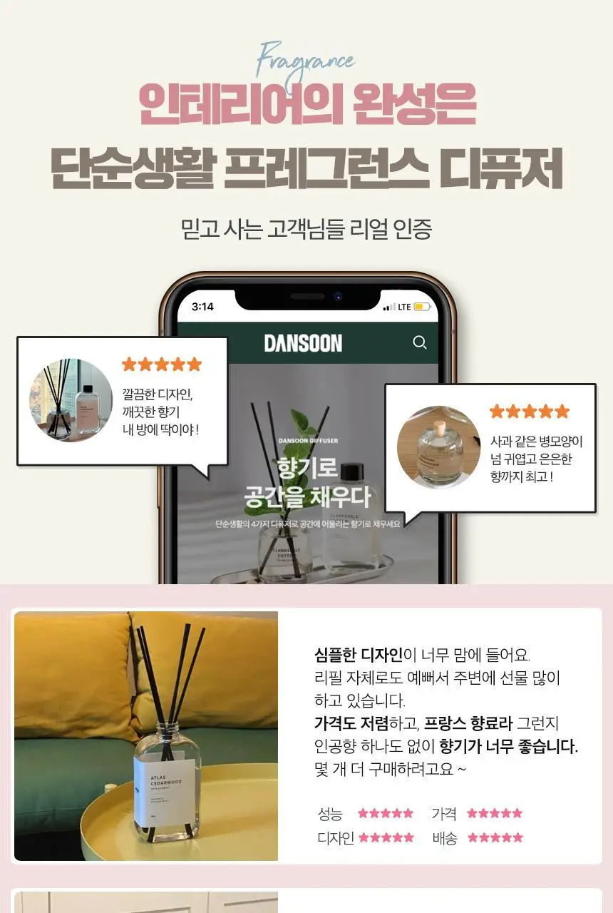 단순생활 프레그런스 디퓨저 100ml 포지타노레몬진저 상세페이지 4