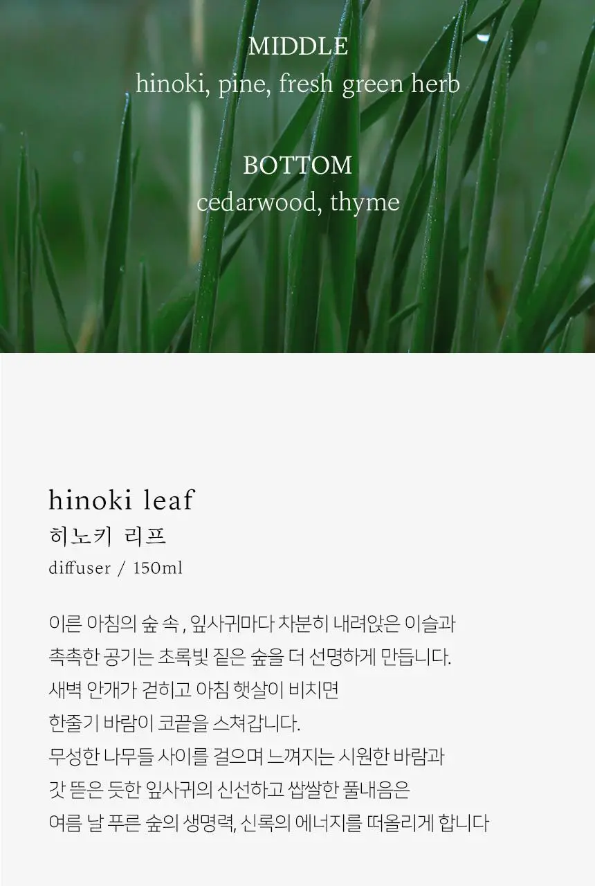 순백수 히노키(편백)리프 디퓨저 150ml 상세페이지 11