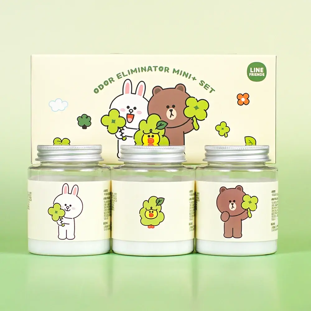 바스X라인프렌즈 미니플러스 탈취제 160g 3개입 기프트 세트 플레인(무향)