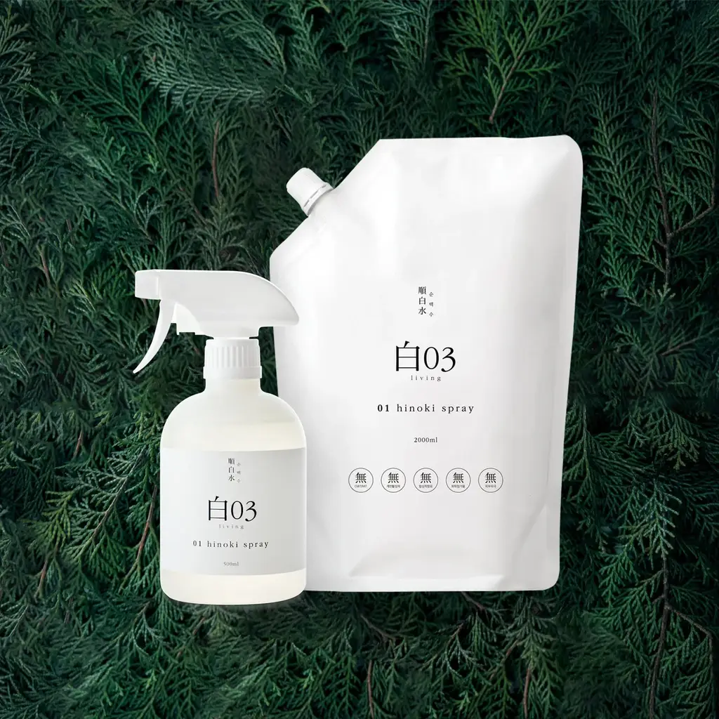 순백수 편백 스프레이500ml + 리필팩 2L