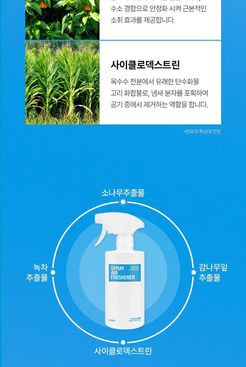 에이센트 스프레이 에어프레셔너 섬유탈취제 프레쉬린넨 500ml 상세페이지 24