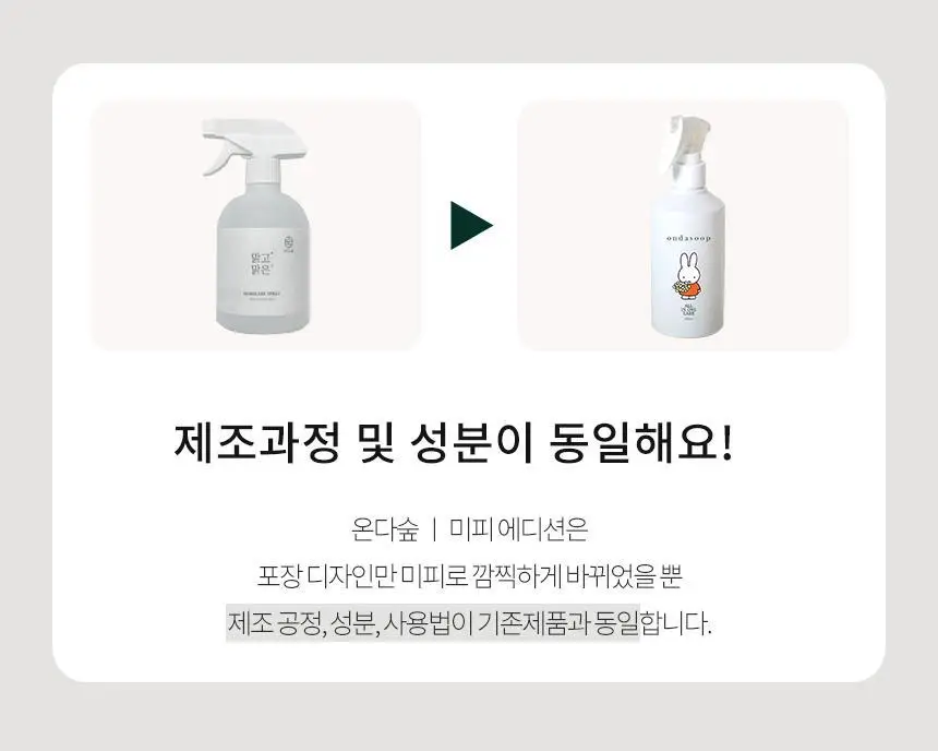 온다숲+미피 맑고맑은 섬유탈취제 250ml (침구/커튼/옷장) 상세페이지 9