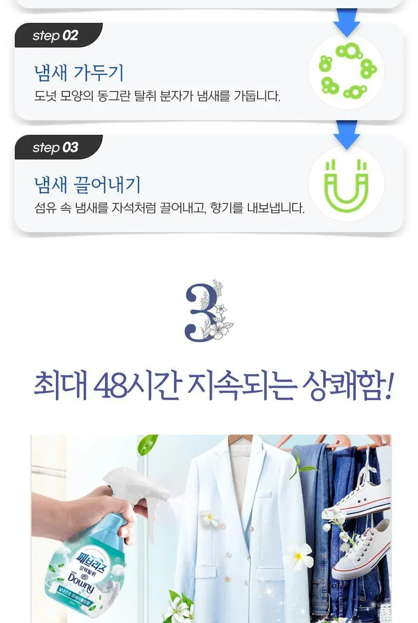 페브리즈 섬유탈취제 다우니 실내건조 프레시클린향 용기형 370ml 상세페이지 11