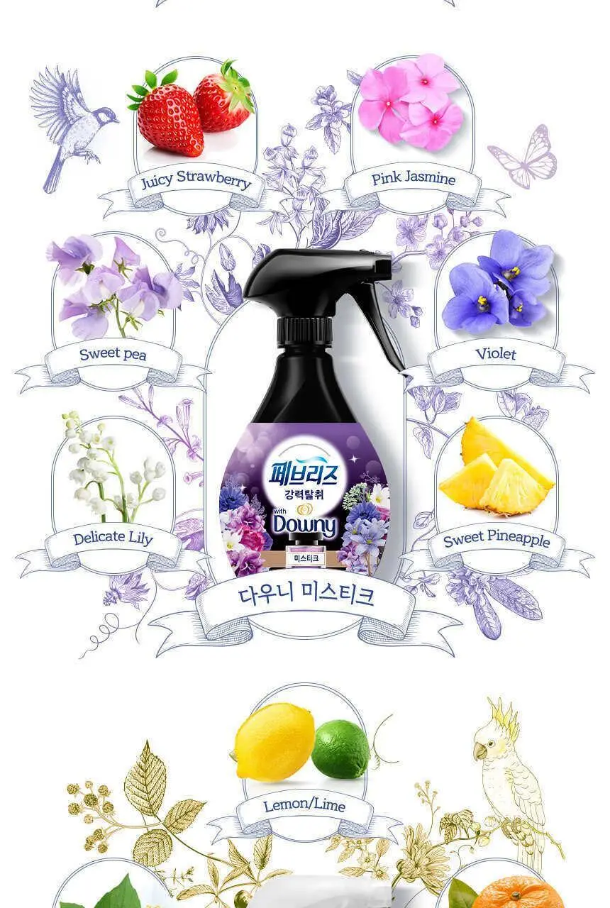 페브리즈 섬유탈취제 370ML 3종 택1 (다우니향/실내건조 프레시클린향/미스티크향) 상세페이지 8