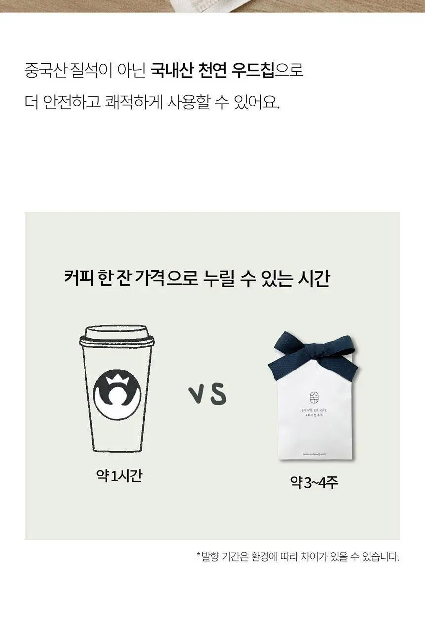 온다숲 나무칩 사쉐 옷장방향제 무화과향 3개입 상세페이지 3