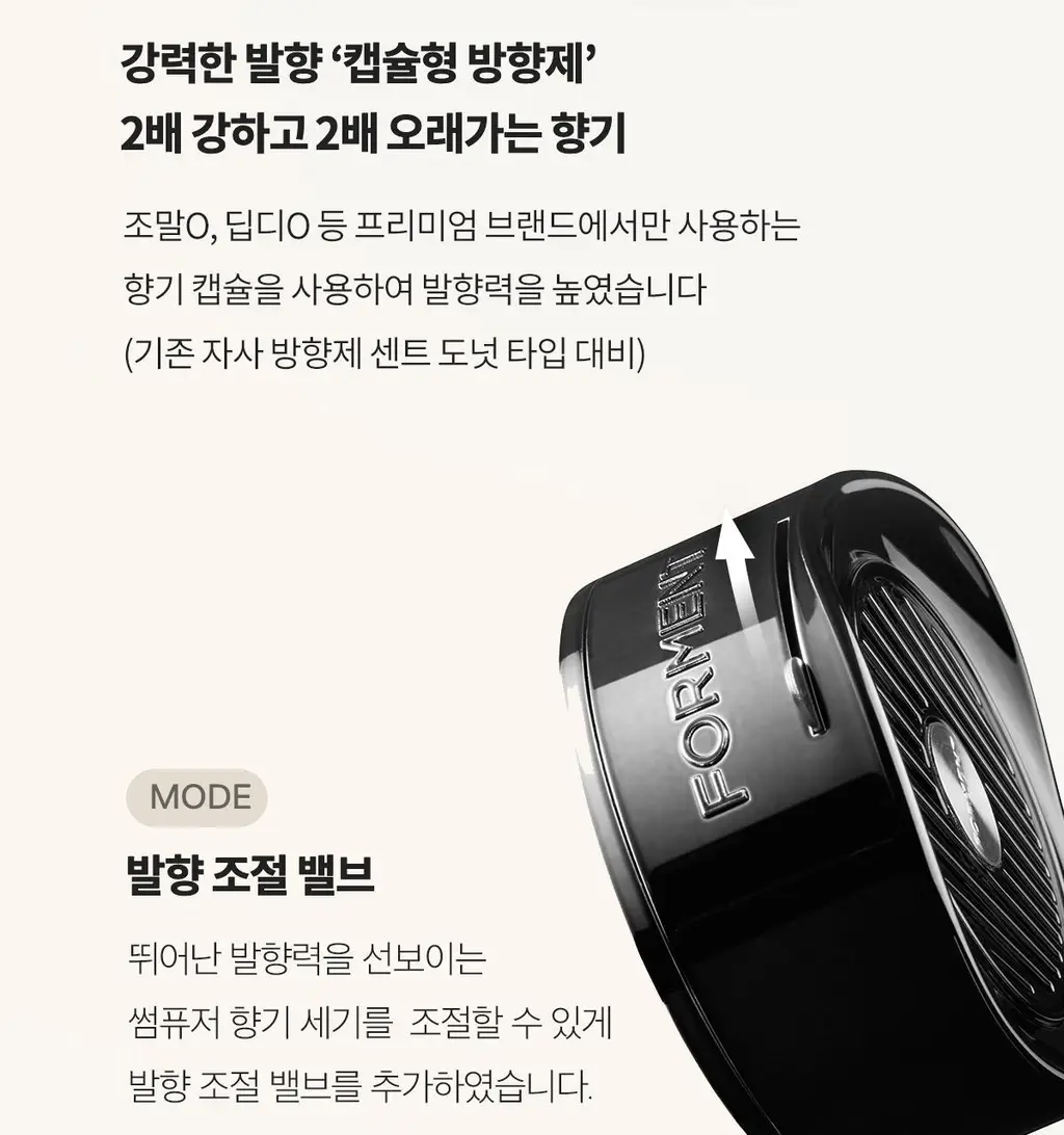 포맨트 퍼퓸 차량용 방향제 코튼허그 3종 택1(크롬블랙/로즈골드/화이트펄) 상세페이지 9